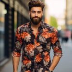 299 Rs Only Flower Style Casual Men Shirt Long Sleeve TheSparkShop.in